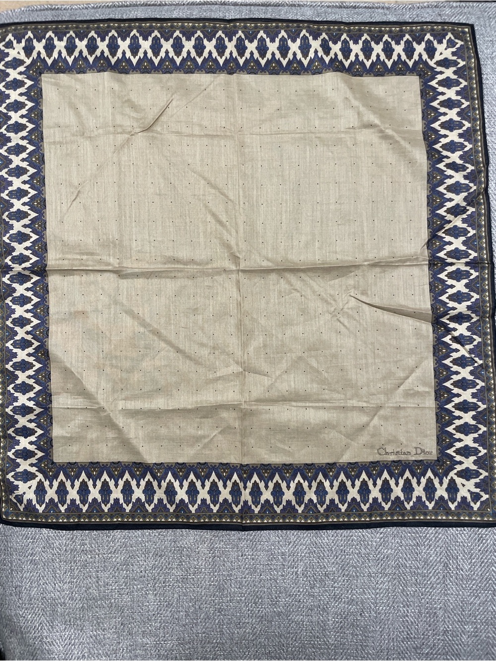 Authentic Dior Beige and Navy Decorative Bedding Throw